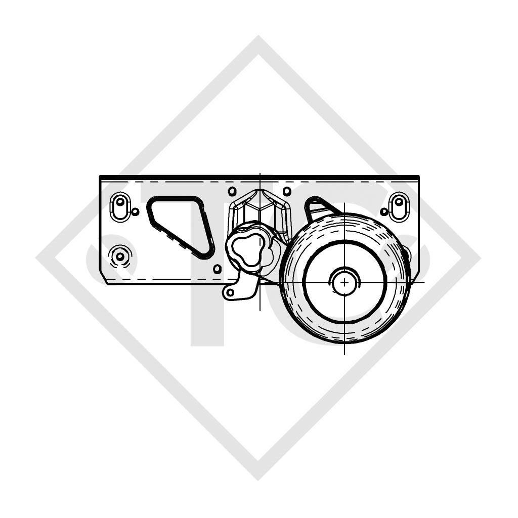 Assale frenato 1700kg EURO1 tipo di assale DELTA SI-N 14-3 con AAA (Regolazione automatica dei ferodi)