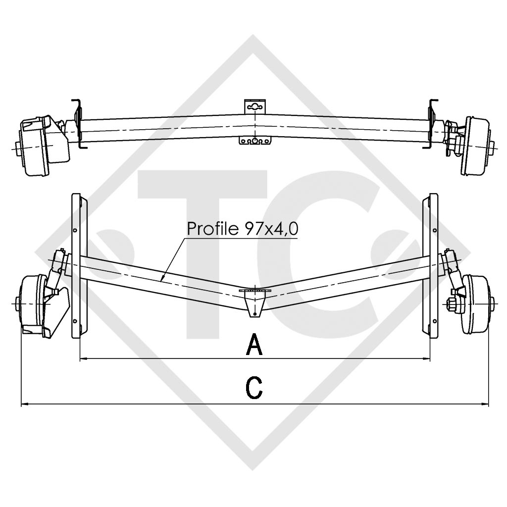 Achse gebremst 1700kg EURO1 Achstyp DELTA SIN 14-3, HYMER Nova 530k, EN 532