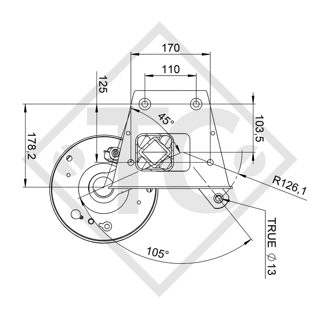 Assale frenato SWING V-TEC 1050kg tipo di assale SCB 1055, 46.21.379.912