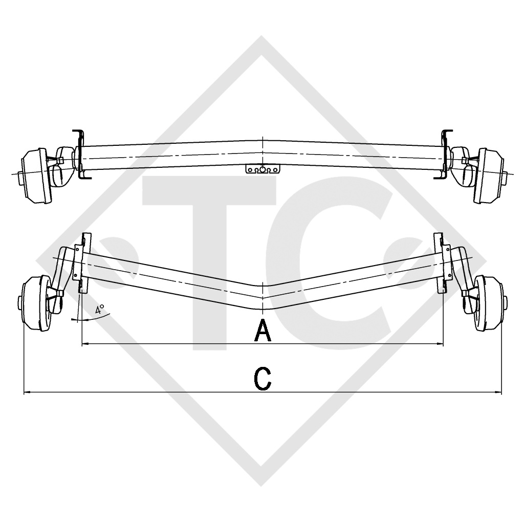 Braked axle 1300kg EURO PLUS axle type DELTA SI-N 12, ERIBA HYMER NOVA 522