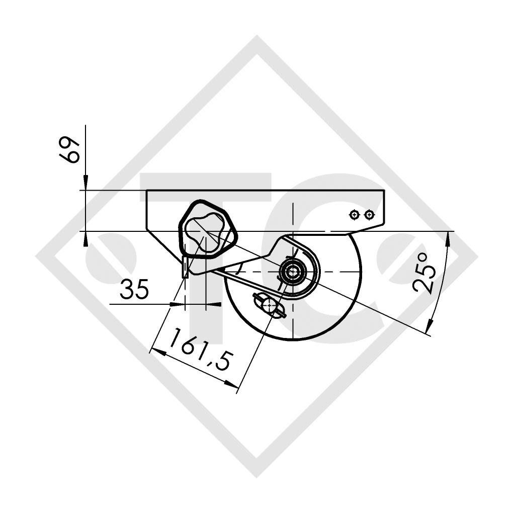 Essieu EURO COMPACT 1300kg freiné type d'essieu B 1200-5, HUMBAUR