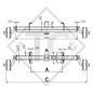 Braked axle 750kg axle type B 700-5 with top hat profile 90mm