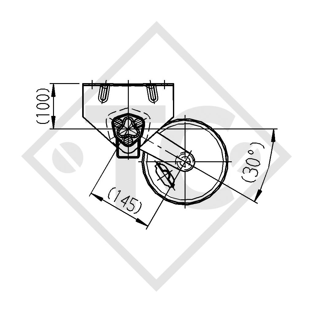 Essieu 750kg freiné type d'essieu B 700-5 avec liaison 90mm