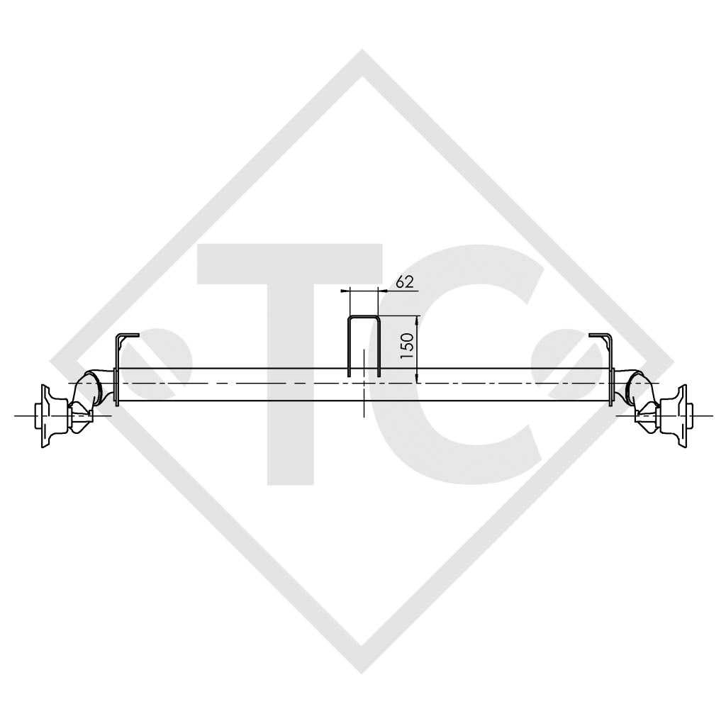 / HUMBAUR Assale sfrenato 750kg PLUS OPTIMA tipo di assale 700-5 impermeabile con staffa e supporto alta