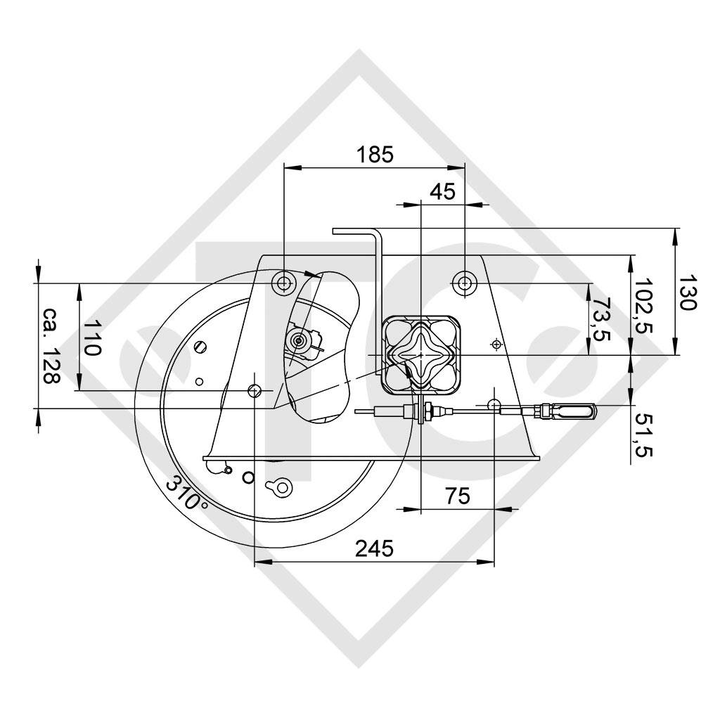 Achse gebremst SWING 1500kg Achstyp CB 1505, 46.27.379.396