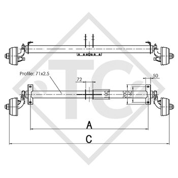 Braked axle 750kg  axle type B 700-5