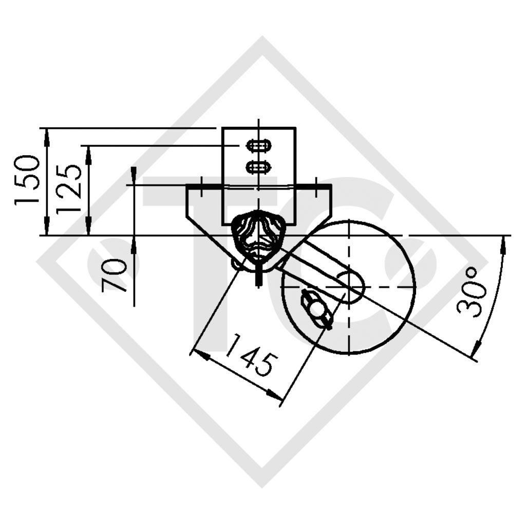 Braked axle 750kg axle type B 700-5