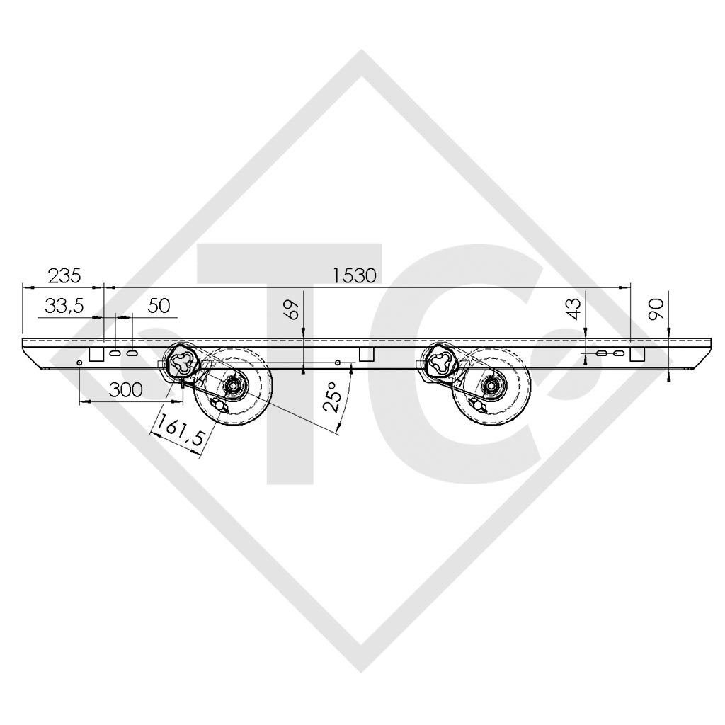 Gruppo tandema assale frenato 2500kg EURO COMPACT tipo di assale 2xB 1200-5