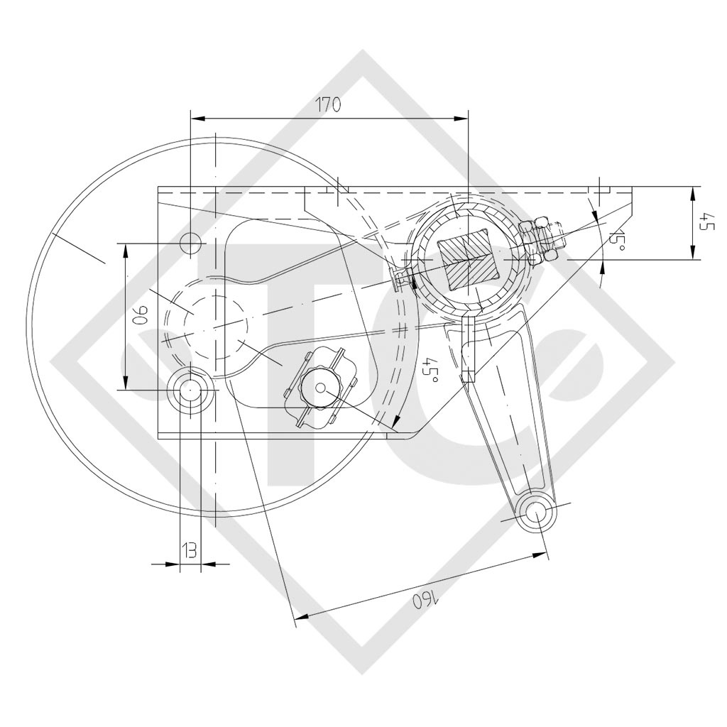 Eje con freno 1350kg ECO tipo de eje DB 1355, 45.25.358.004, HOBBY