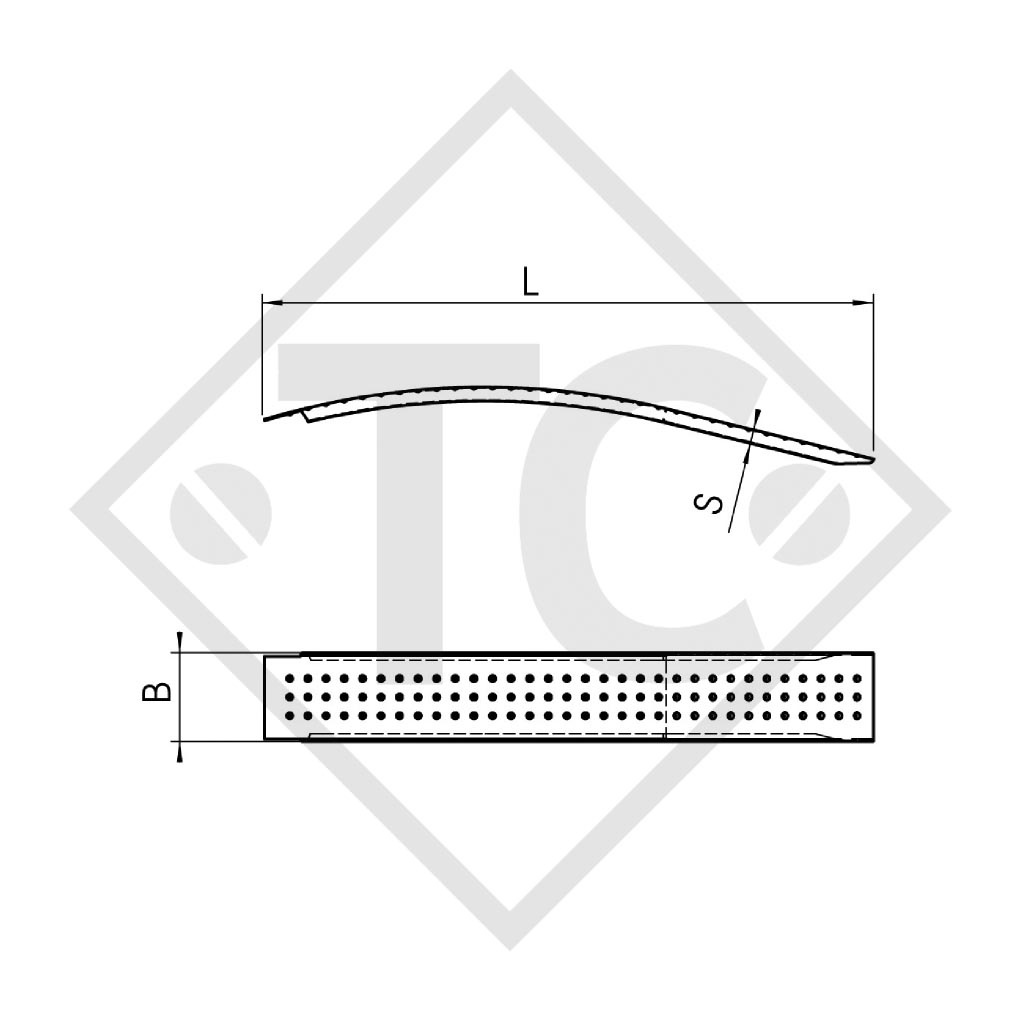 Rampa de acceso de aluminio tipo  400/1500/200, doblado, 1 par