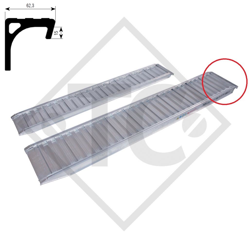 Rampa de acceso de aluminio tipo 60A20GH450, Versión A, 1 pieza