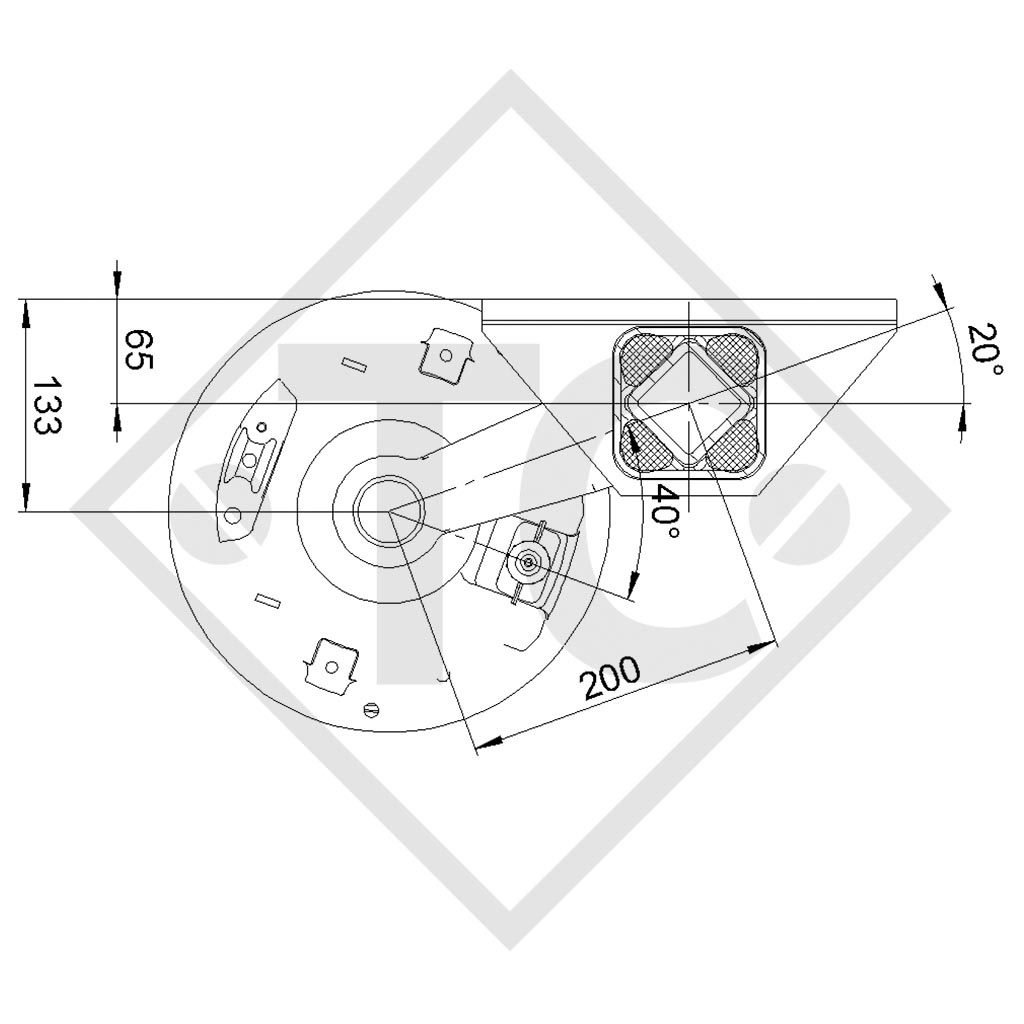 Braked axle 1800kg axle type CB 1805, 46.32.368.180