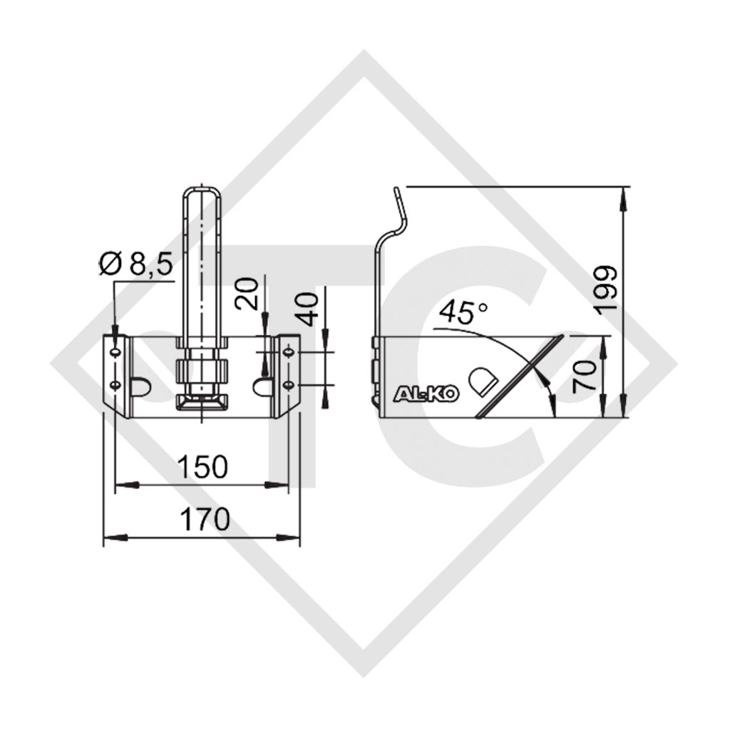 Support HA 36 St pour Cale de roue UK 36