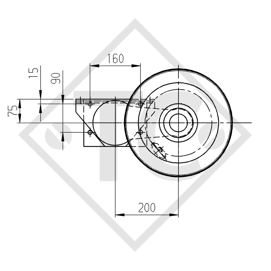 Braked half axles 2500kg axle type B 2500-8 (pair)