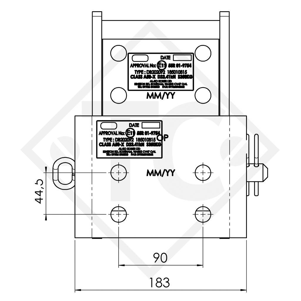 Height-adjustable holder 100mm