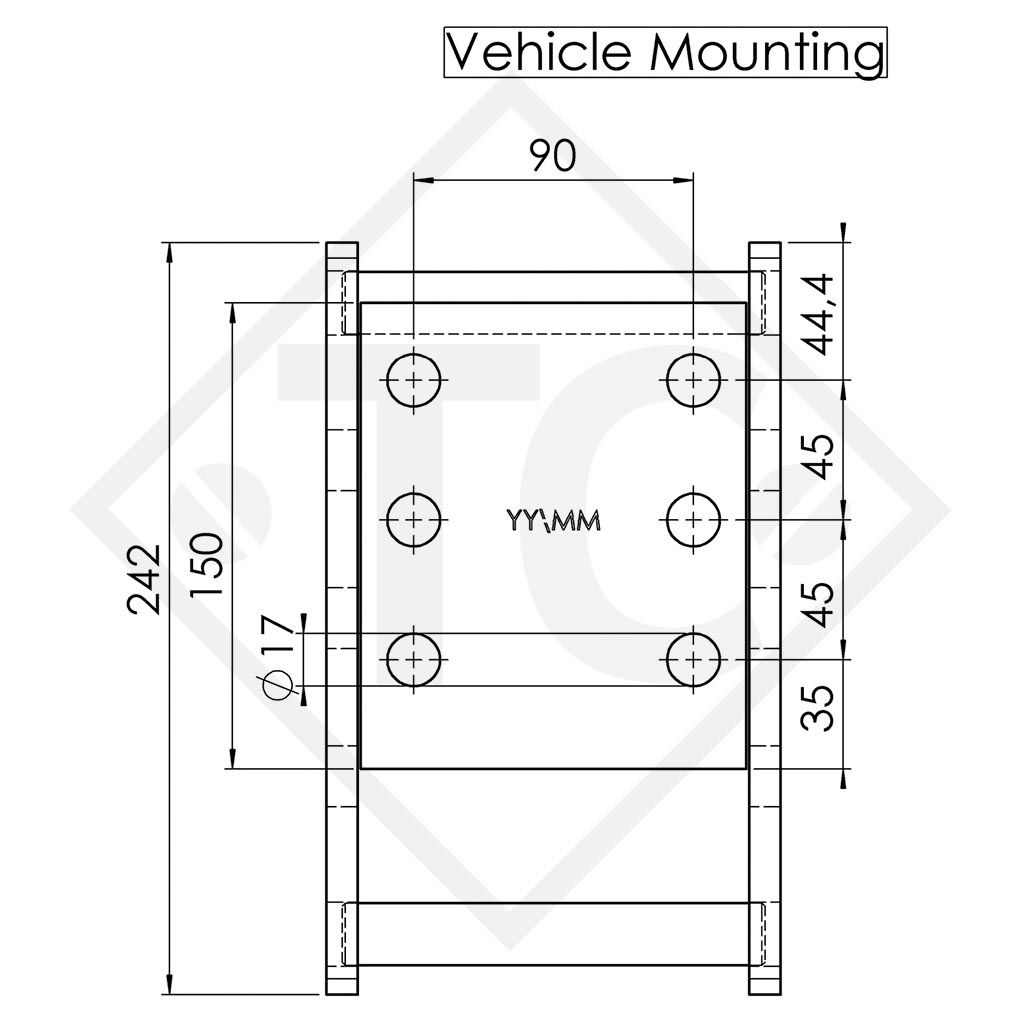 Height-adjustable holder 100mm