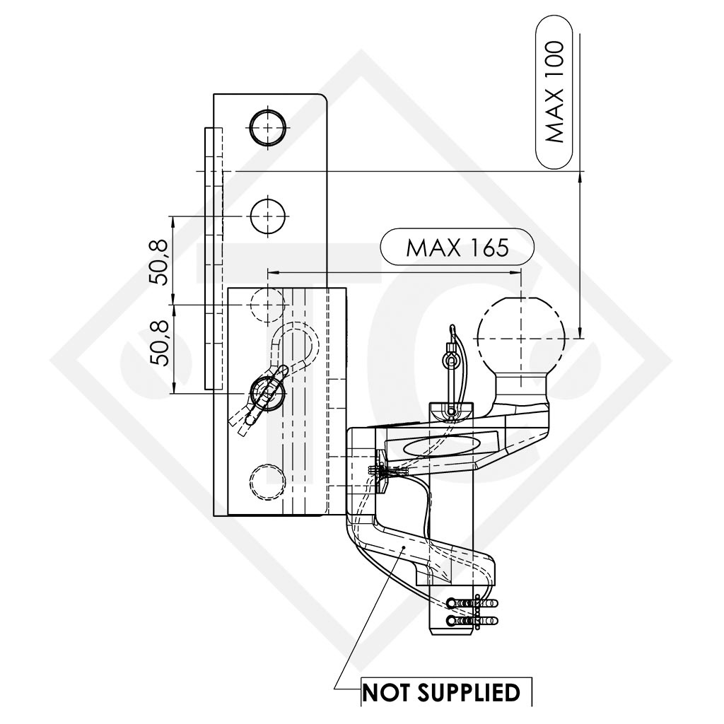 Height-adjustable holder 100mm