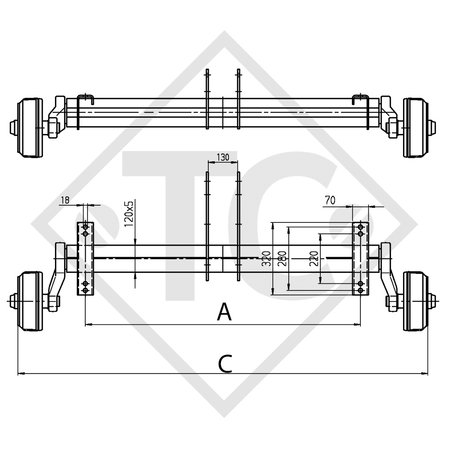 Assale frenato 1900kg tipo di assale B 2000-2
