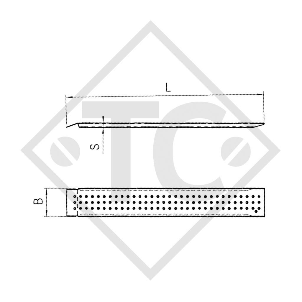 Rampa d'accesso in alluminio tipo 60A25GH450, Versione A, 1 pezzo