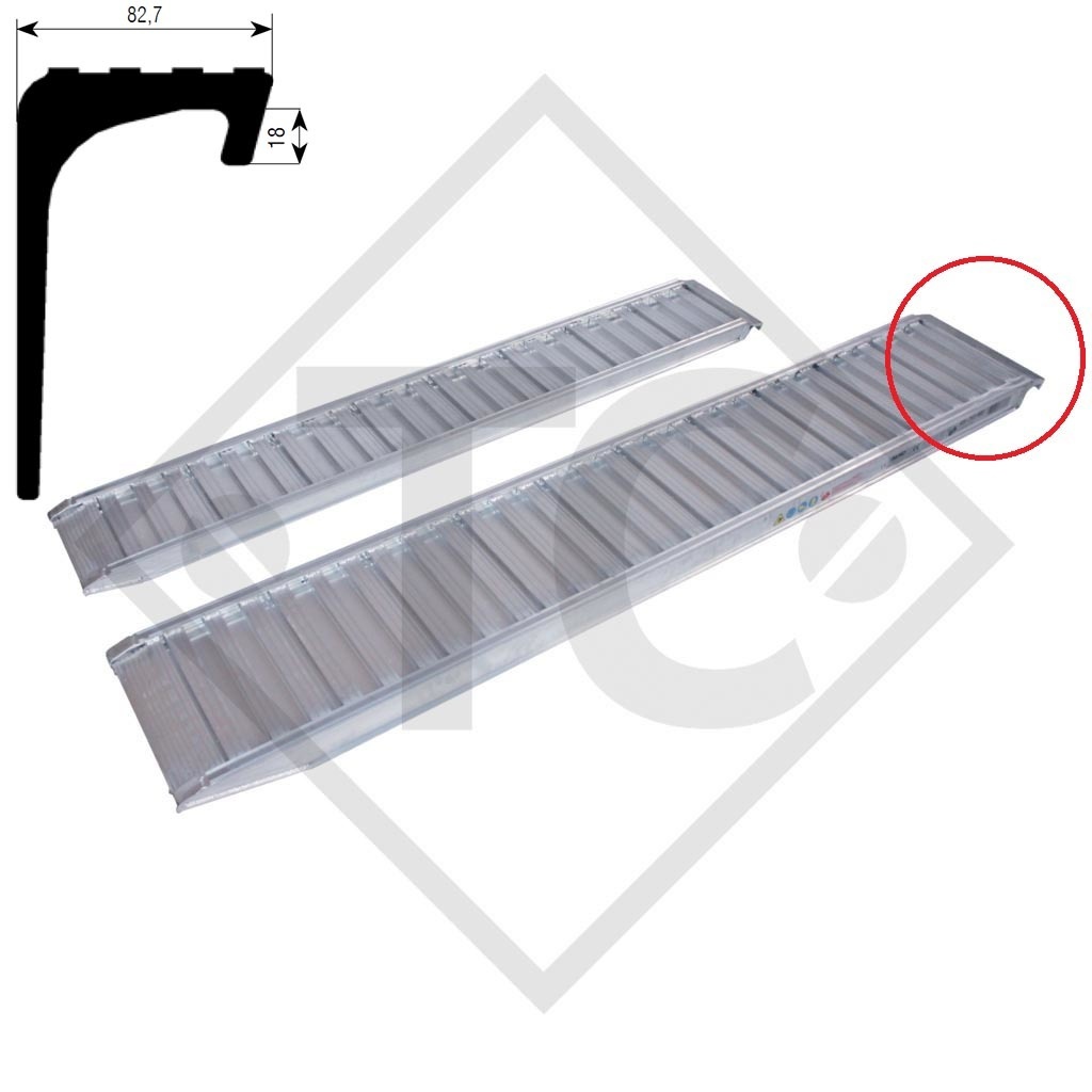 Rampa de acceso de aluminio tipo 90A20GH600, Versión A, 1 pieza