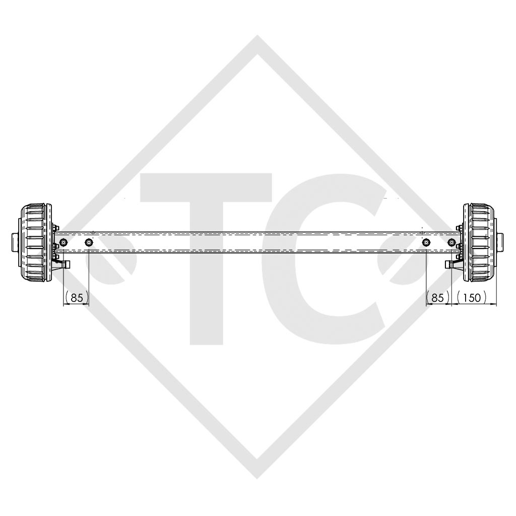 Rigid braked axle 1800kg PLUS axle type BS 1800