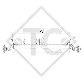 Achse ungebremst 850kg Achstyp 850-4 mit Bügel und hohem Achsbock, Koch Typ  U85 - 125