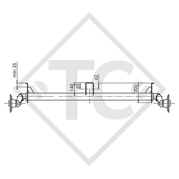 Eje sin freno 750kg PLUS OPTIMA tipo de eje 700-5 con soporte intermedio aumentado