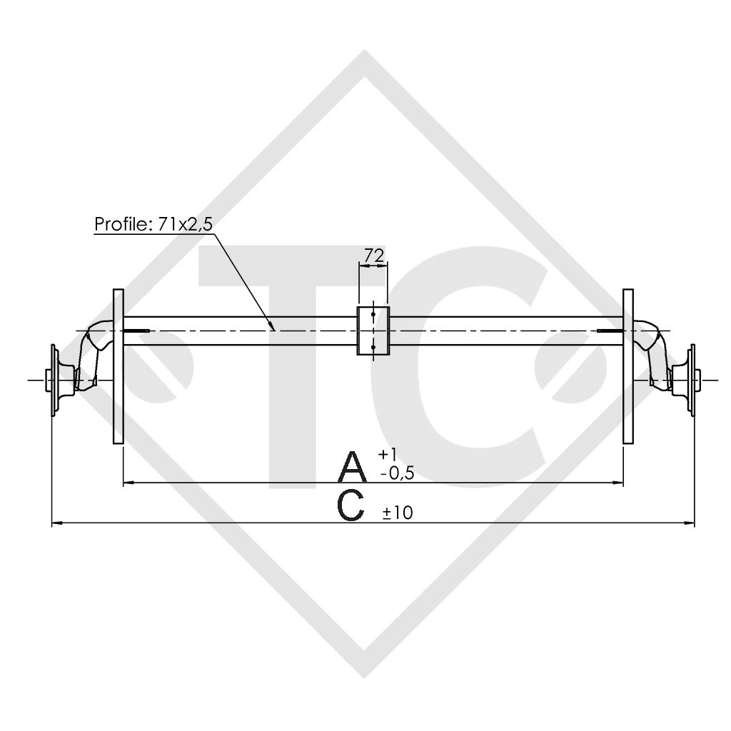 Assale sfrenato 750kg PLUS OPTIMA tipo di assale 700-5 con staffa e supporto alta