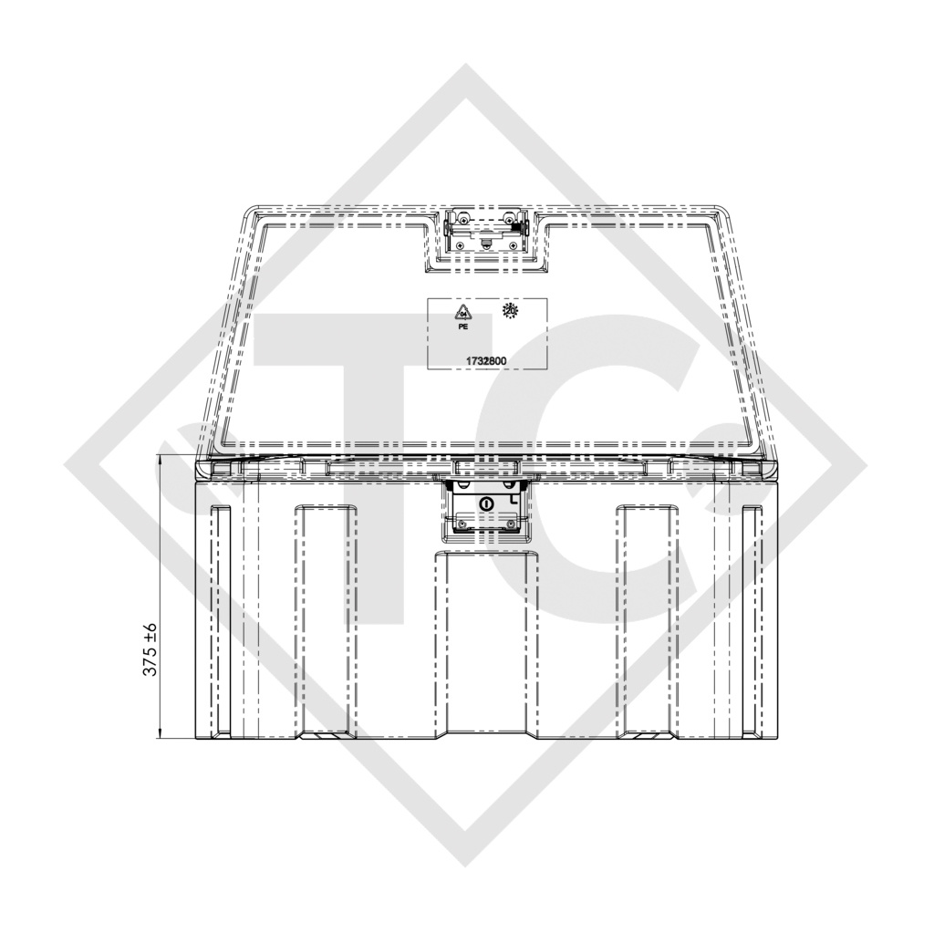 Profi Caja de herramientas para remolques, bisagras en el lado largo