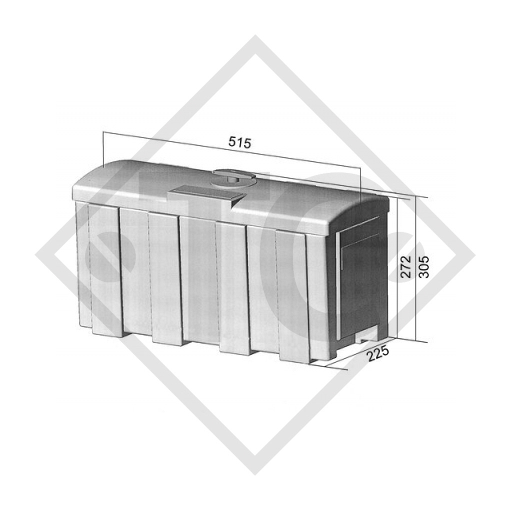 Staubox für PKW‑Anhänger, Deckelscharniere an der langen Seite - Trailer  Center Discount