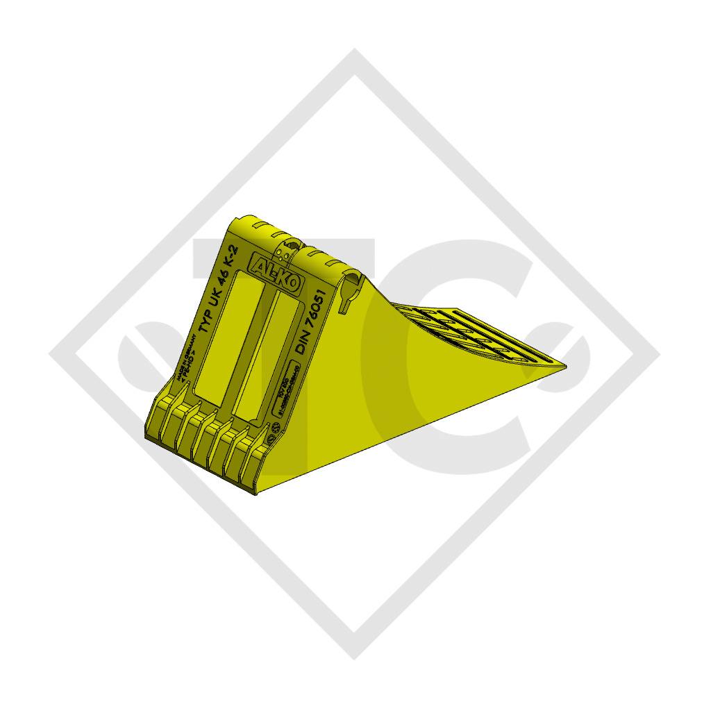 Wheel chock UK 46 K-2, yellow, with slide protection