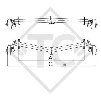 Braked axle 1700kg EURO1 axle type DELTA SIN 14-3 with AAA (automatic adjustment of the brake pads)