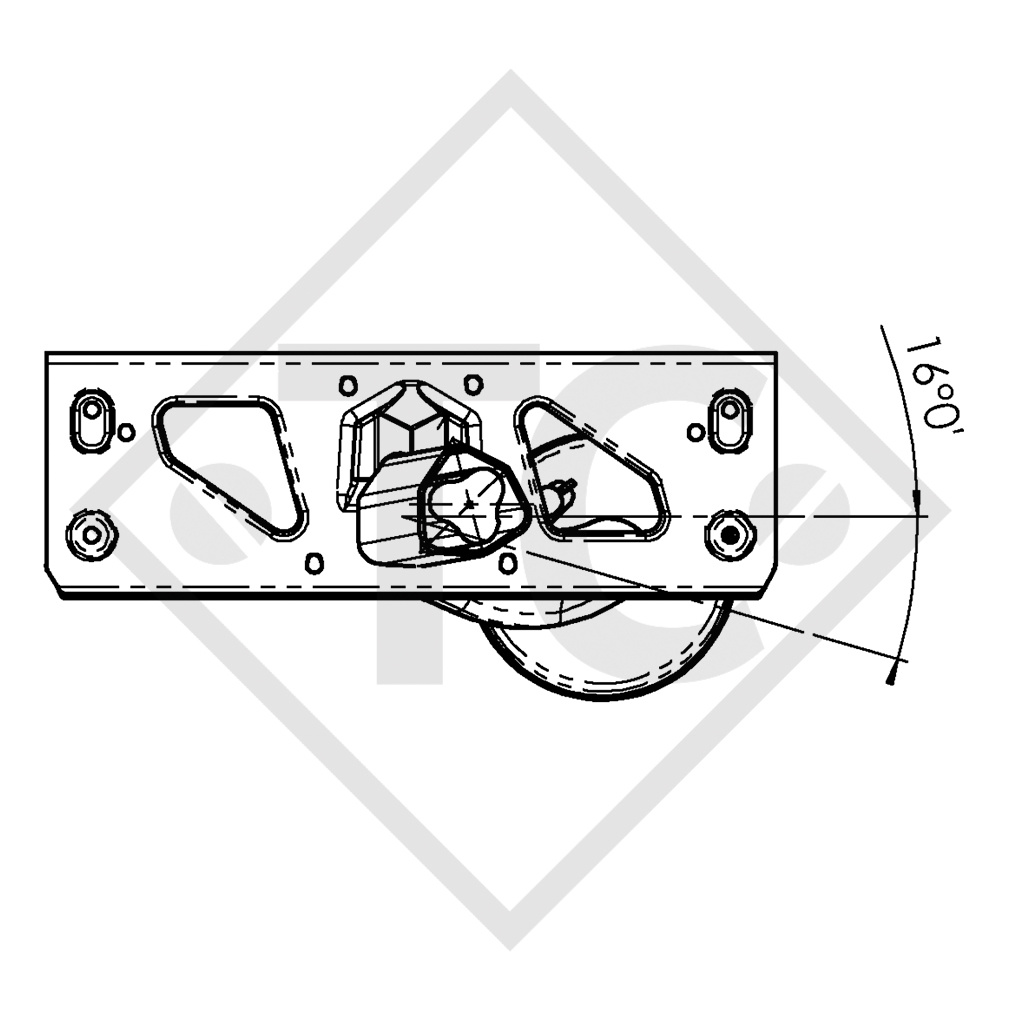 Eje con freno 1500kg EURO1 tipo de eje DELTA SIN 14-1 con AAA (Reajuste automático de las zapatas de freno)