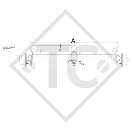 Eje con freno 1350kg / 1400kg tipo de eje CB 1355, 46.24.379.490, HUMBAUR