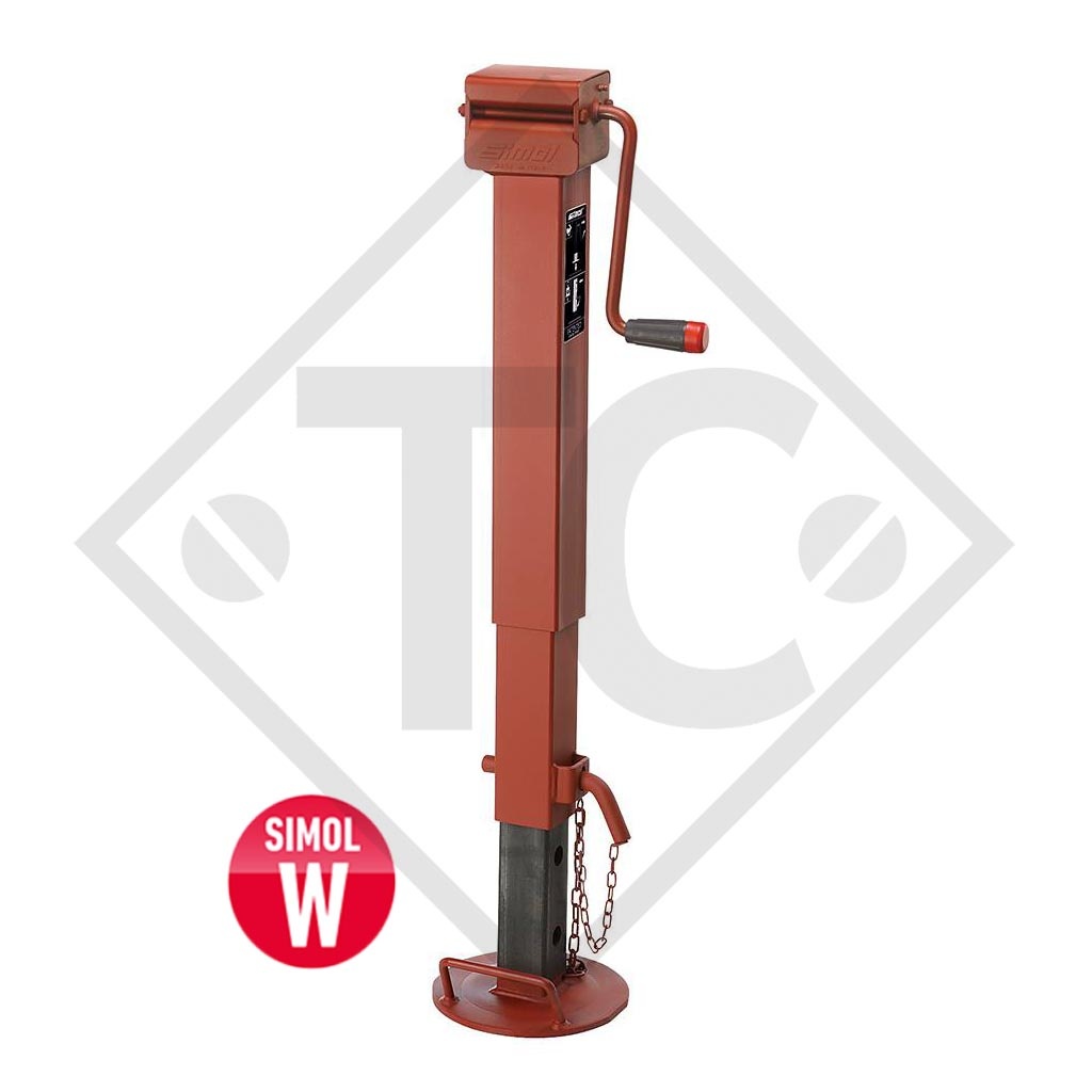 Steday leg □80mm square, side crank and reductions gears, double speed, three-stage, type DG 706/3SFW, for agricultural machines and trailers, machines for building industry, implements for road maintenance and snow