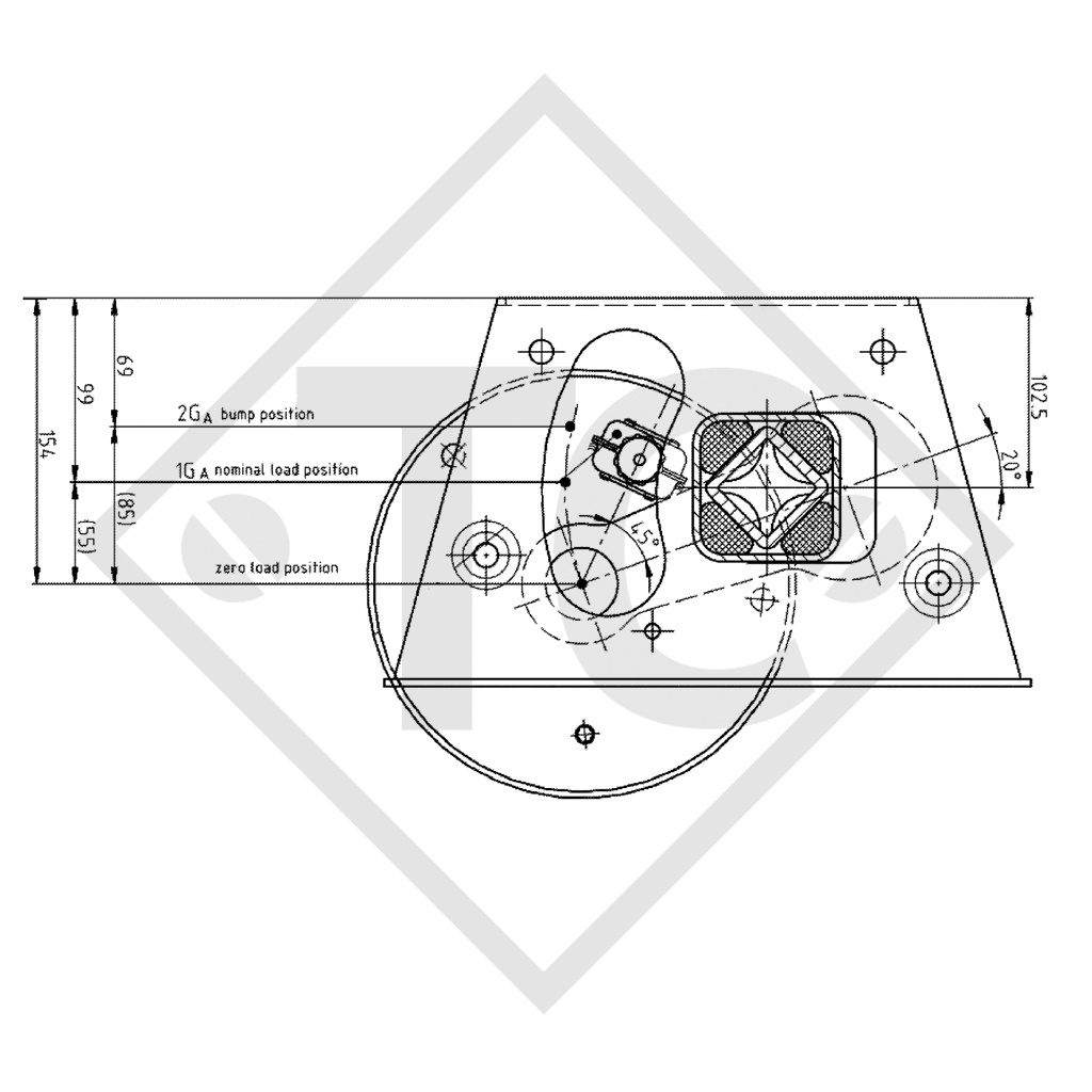 Essieu SWING  V-TEC 1350kg freiné type d'essieu SCB 1355, 46.25.379.948, 4013361