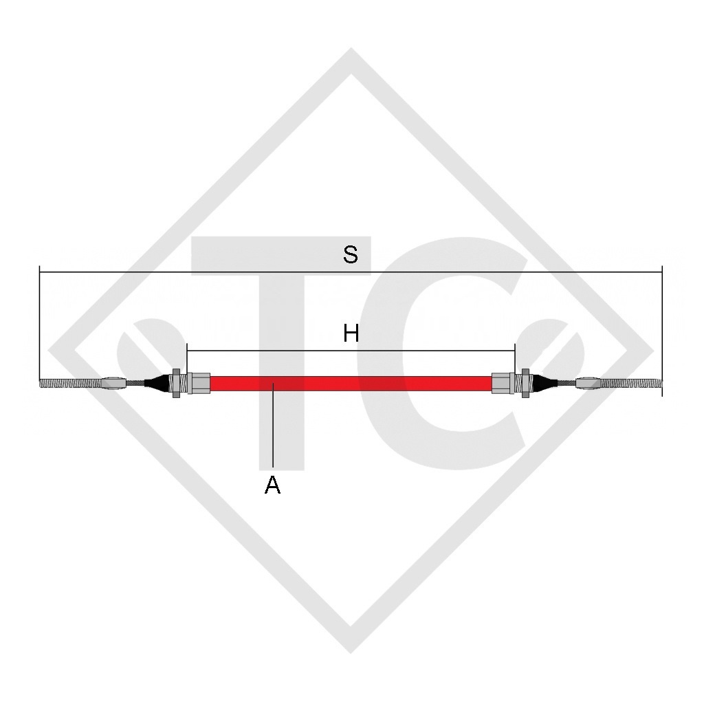 Cable bowden 1231914 con 2x rosca M10, funda con rosca M14, versión A - acero