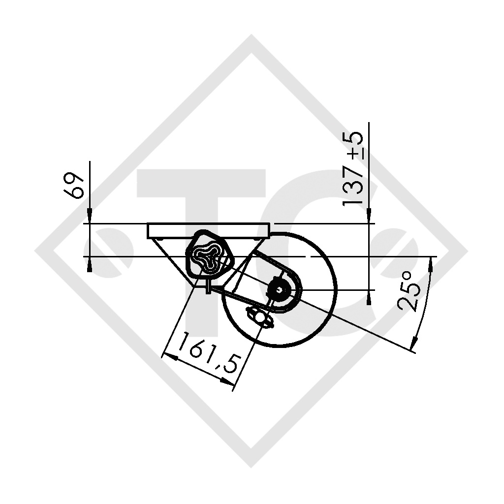 Assale frenato 1500kg tipo di assale B 1600-3, impermeabile