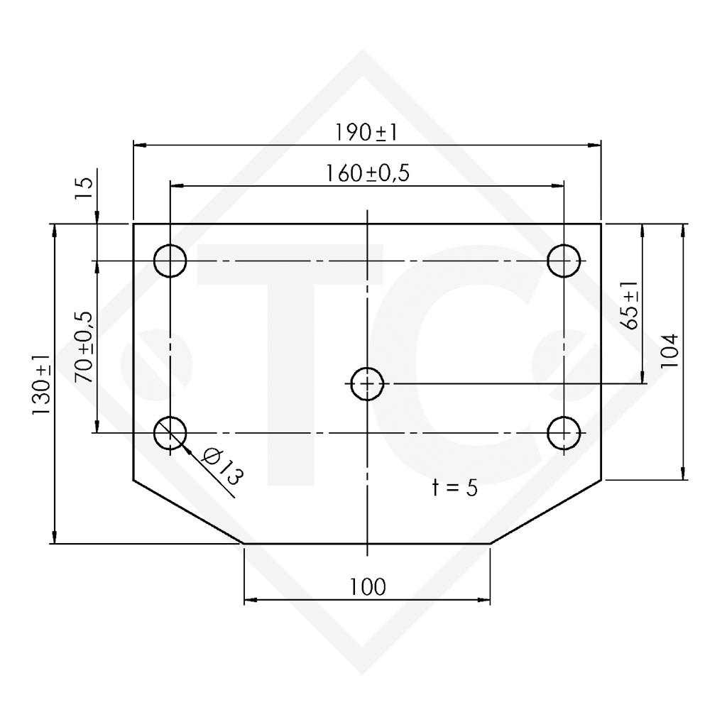 Braked half axles 1600kg axle type B 1600-1 (pair)