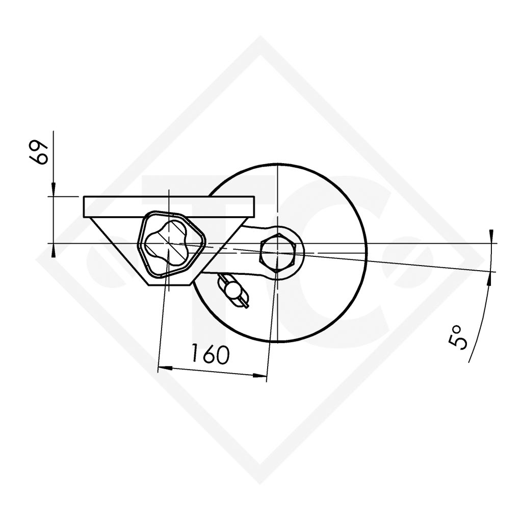 Semi assale frenato 1600kg tipo di assale B 1600-1 (coppia)