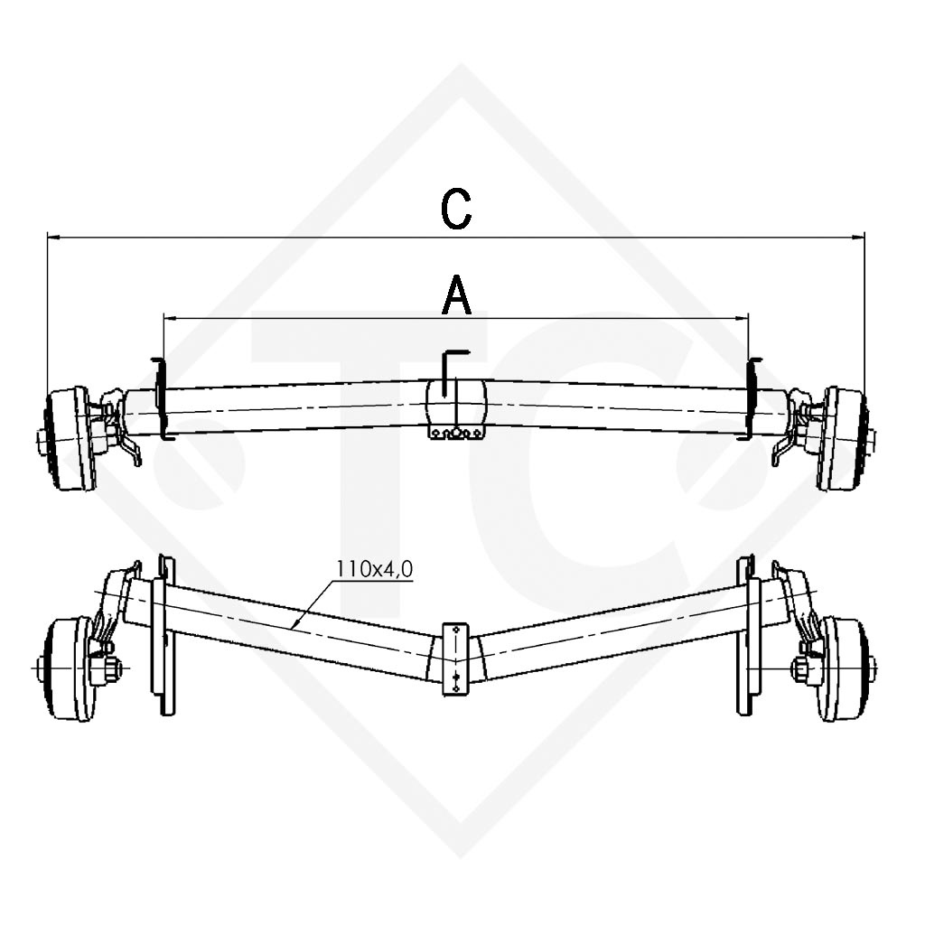 Assale frenato 1800kg EURO1 tipo di assale DELTA SI 18-1, LMC