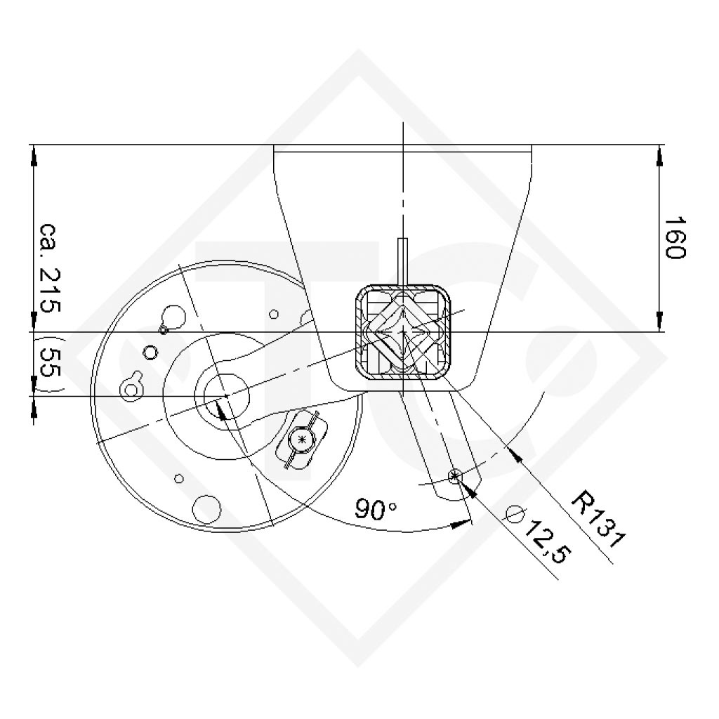 Braked axle SWING 1500kg axle type CB 1505, 46.27.379.198