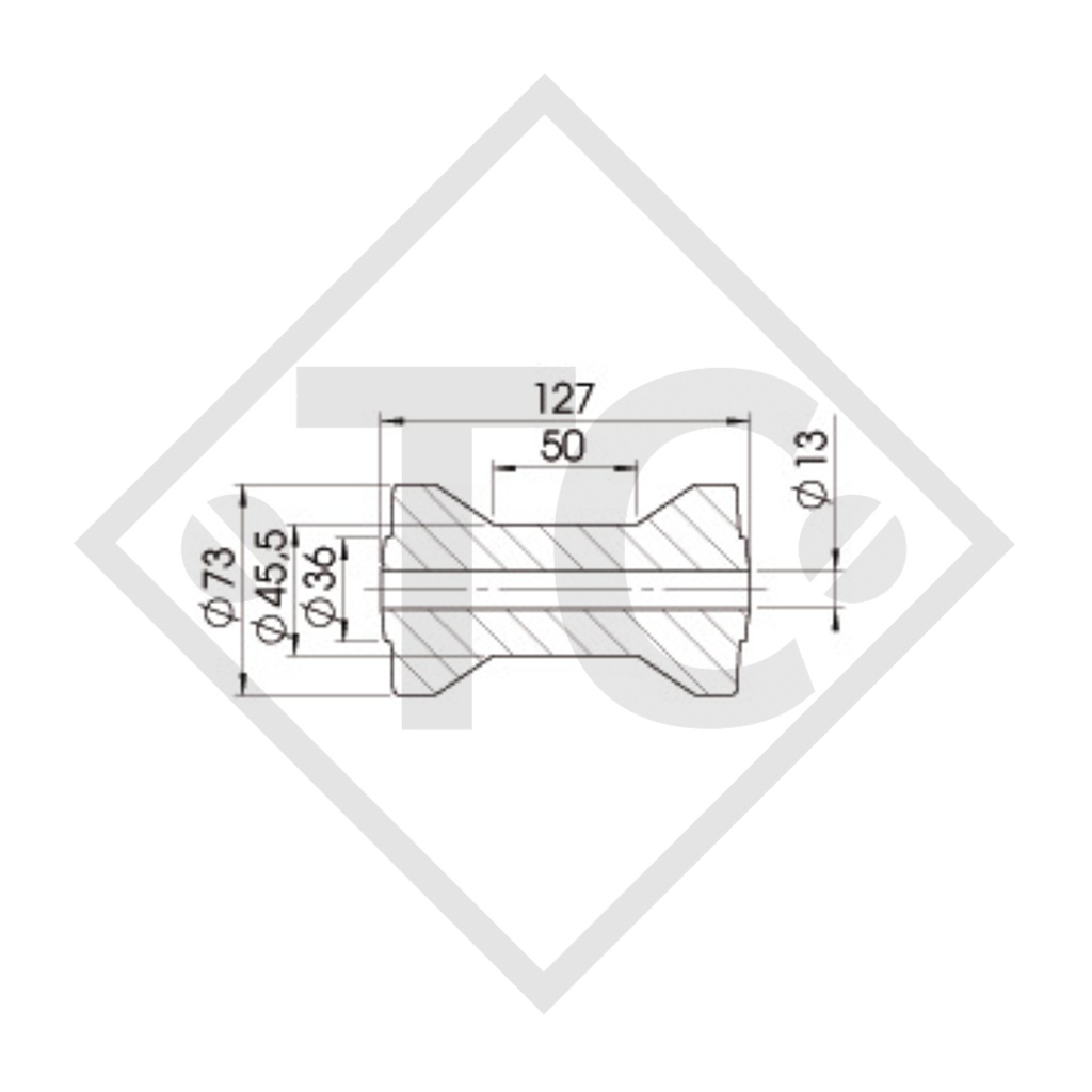 STOLTZ, Rullo per carrelli portabarche PROFI, rullo chiglia tipo RP-55, giallo, Ø73x127mm