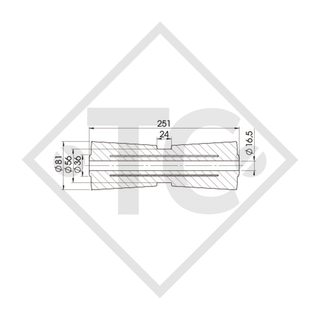 STOLTZ, BOOTSROLLE PROFI, Kielrolle Typ RP-10, gelb, Ø81x251mm