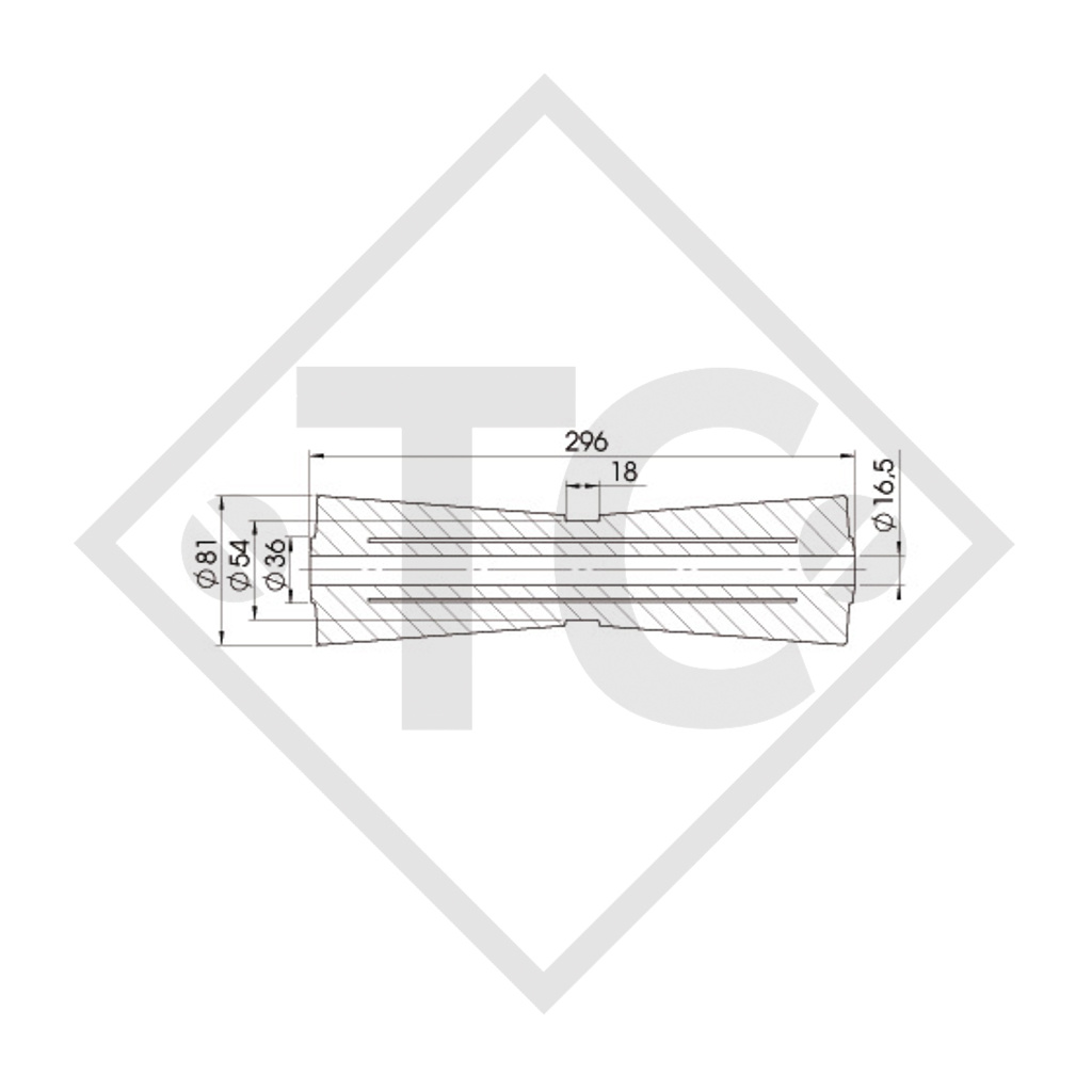 STOLTZ, Rodillo de náutica PROFI, rodillo de quilla tipo RP-12, amarillo, Ø81x296mm