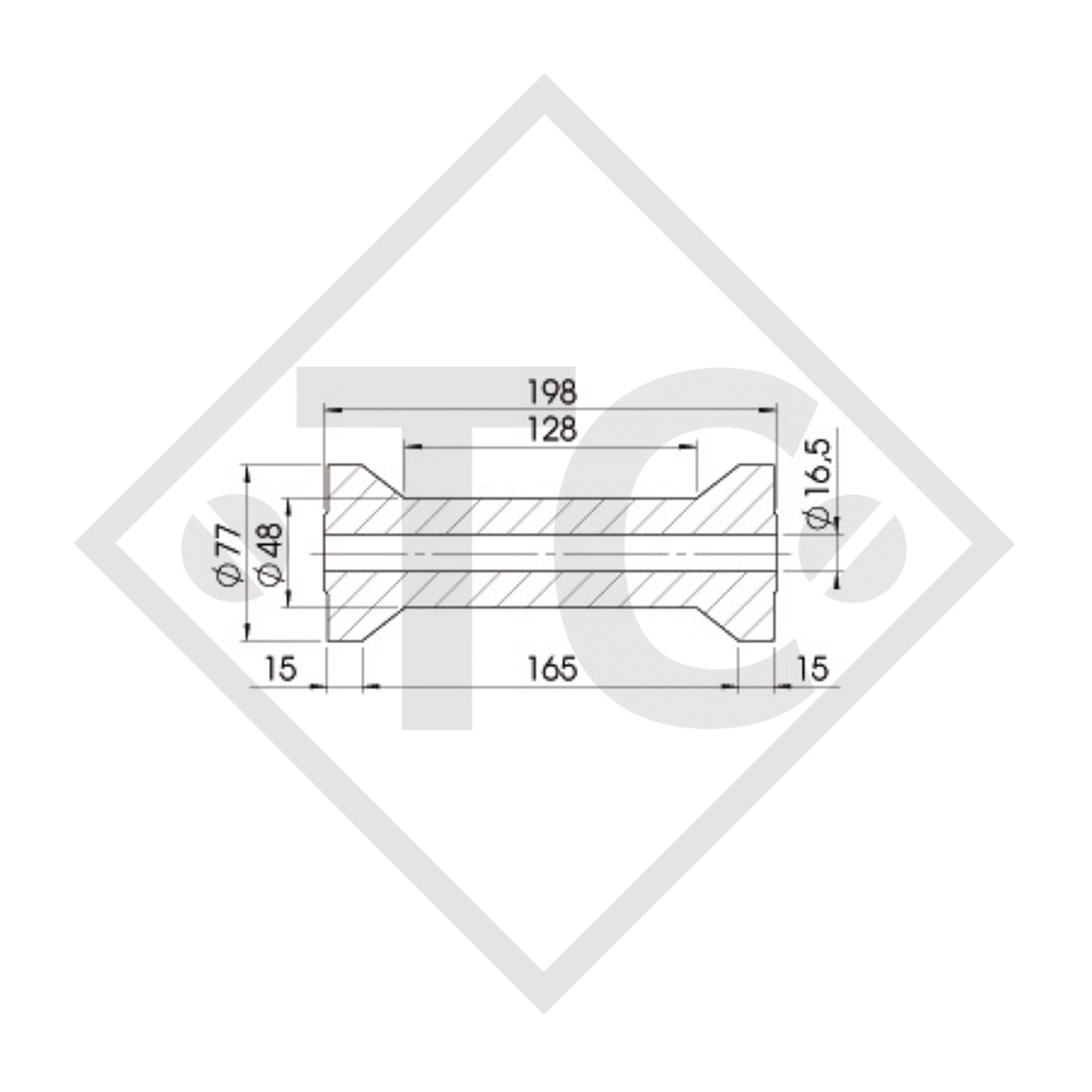 Rullo per carrelli portabarche, rullo chiglia nero, Ø77x198mm