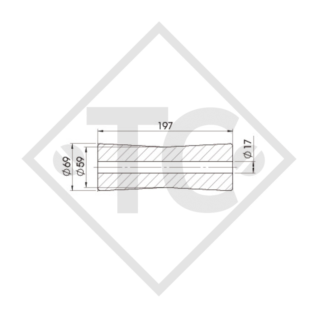 Boat roller, keel roller black, Ø69x197mm