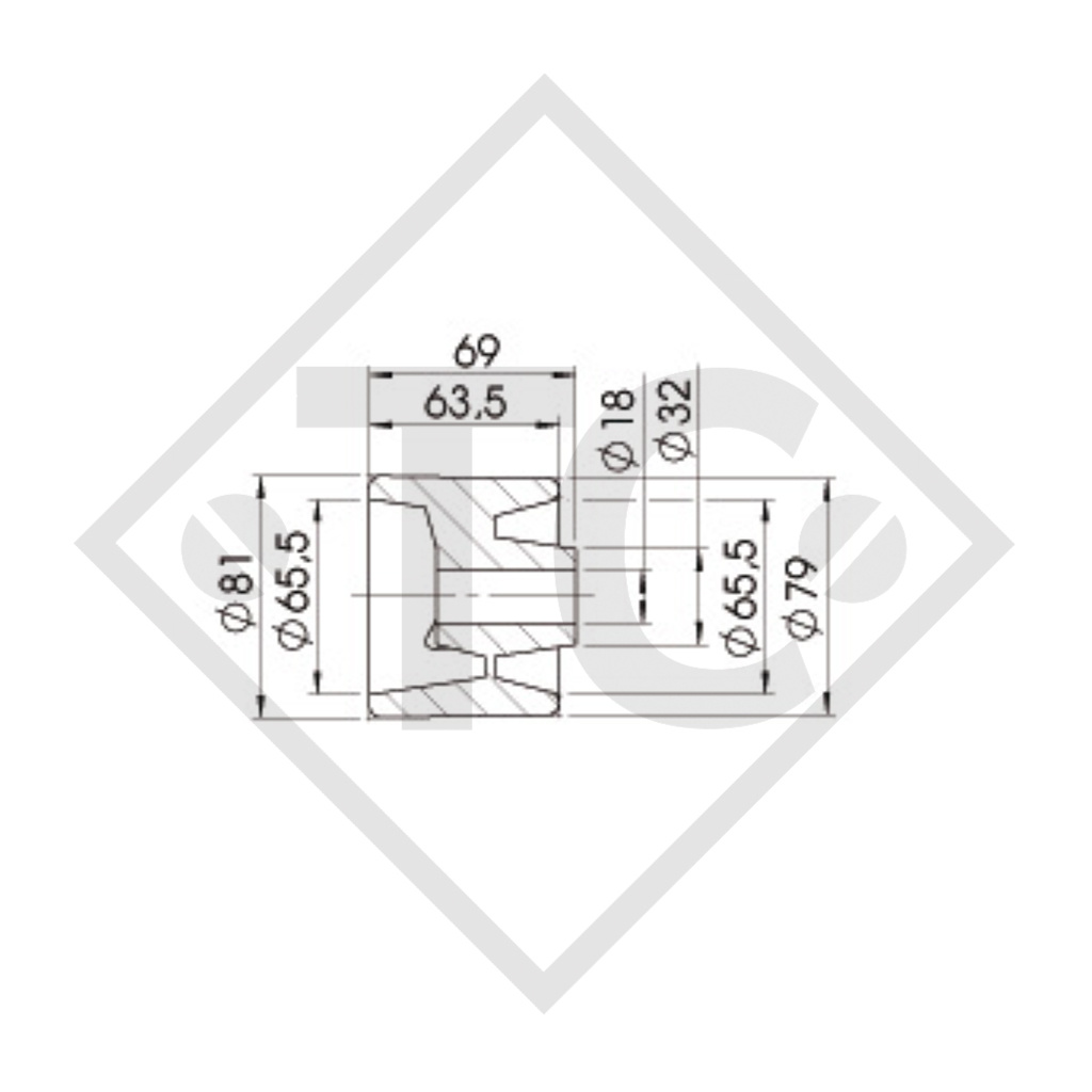 Boat roller, side roller black, Ø81x69mm