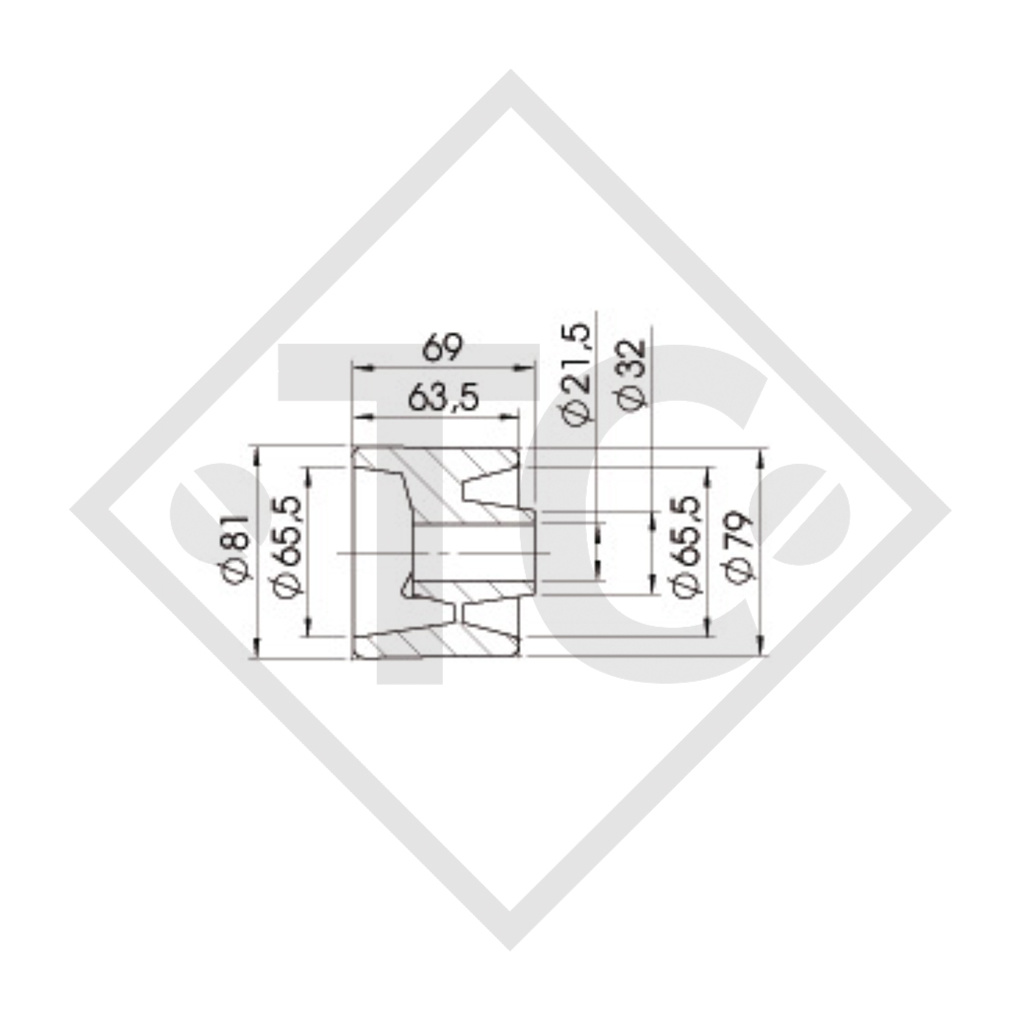 Rullo per carrelli portabarche, rullo laterale nero, Ø81x69mm