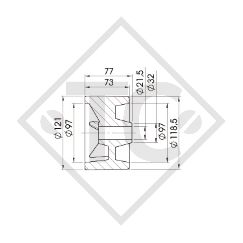 Rodillo de náutica, rodillo lateral negro, Ø121x77mm